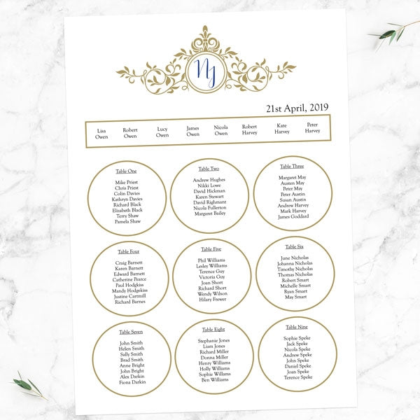 Royal Monogram Table Plan