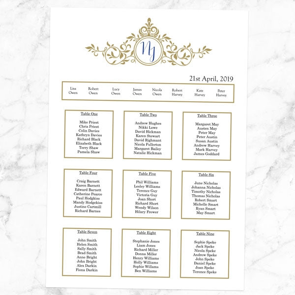 Royal Monogram Table Plan