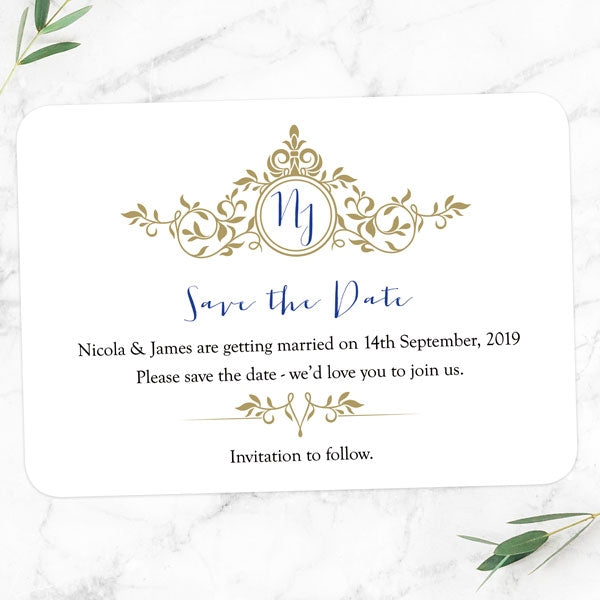 Royal Monogram Save the Date Cards