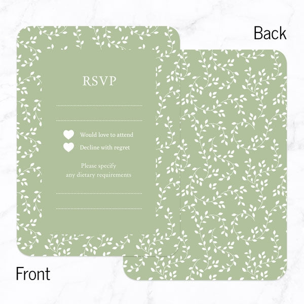 Delicate Leaf Pattern Iridescent RSVP Cards