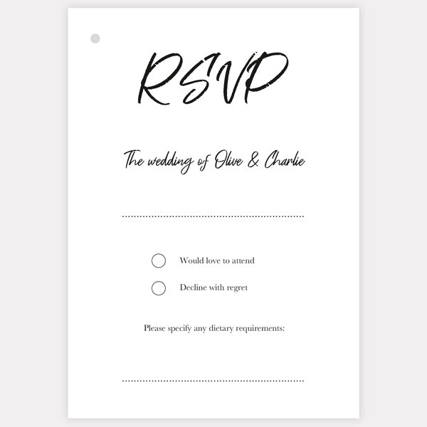 Calligraphy Heart Names Evening Invitation with Split Pin