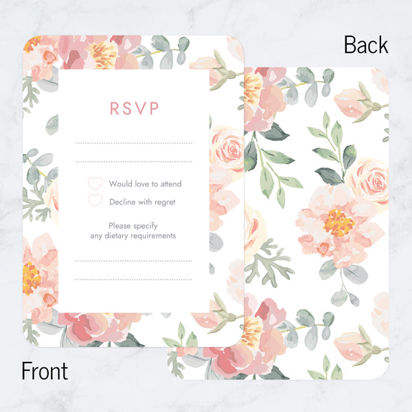 Coral Watercolour Flowers - Boutique Wedding Invitations