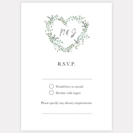 Eucalyptus Heart RSVP Cards