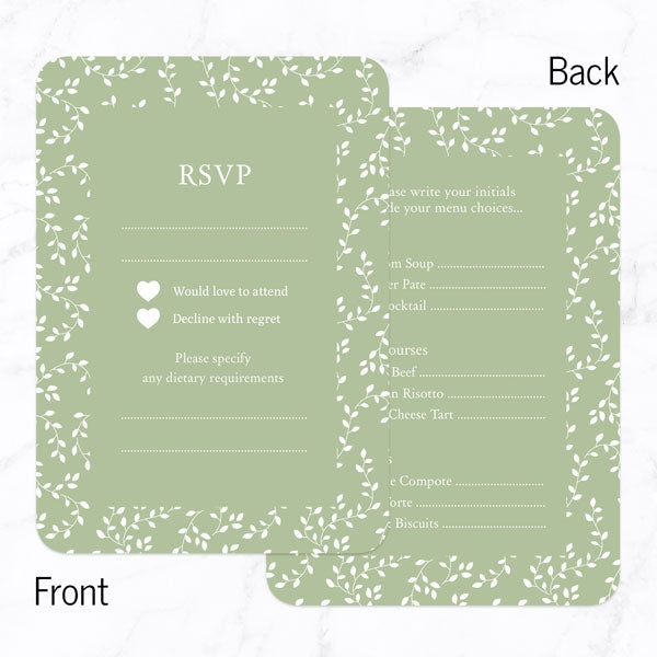 Delicate Leaf Pattern Iridescent RSVP Cards