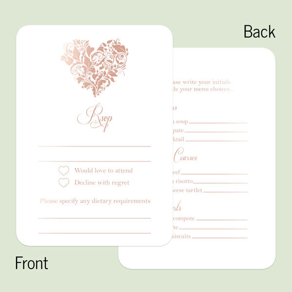 Ornate Heart - Foil Wedding RSVP Cards