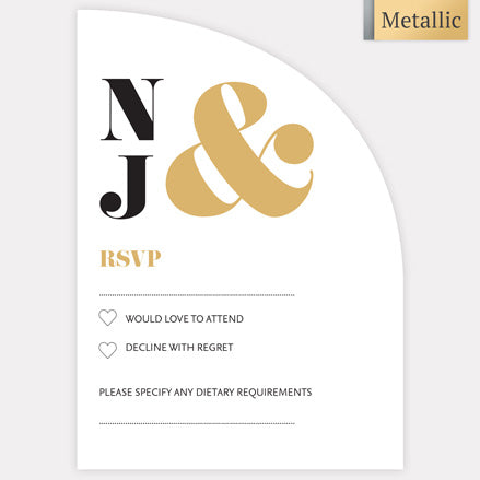 Metallic Ampersand Metallic RSVP Cards