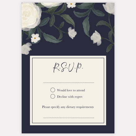 Navy Country Flowers RSVP Cards