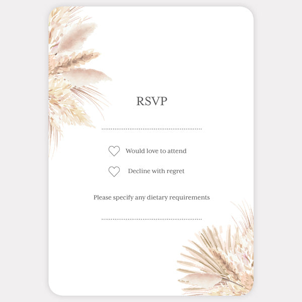 Pampas Grass - Boutique Wedding Invitation & RSVP