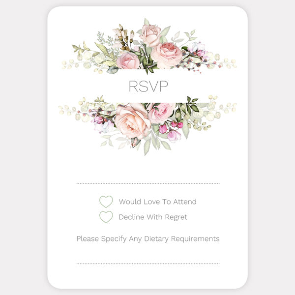 Pink Country Flowers - Boutique Wedding Invitation & RSVP