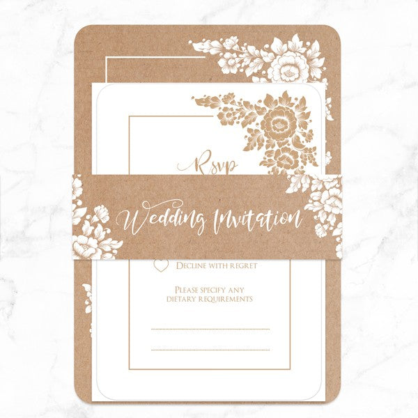 Romantic Flowers - Ready to Write Wedding Invitations & RSVP