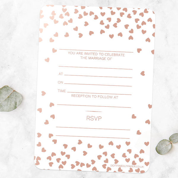 Metallic Hearts - Foil Ready to Write Wedding Invitations