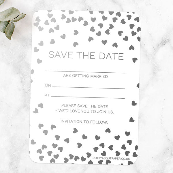 Metallic Hearts - Foil Ready to Write Save the Date Cards