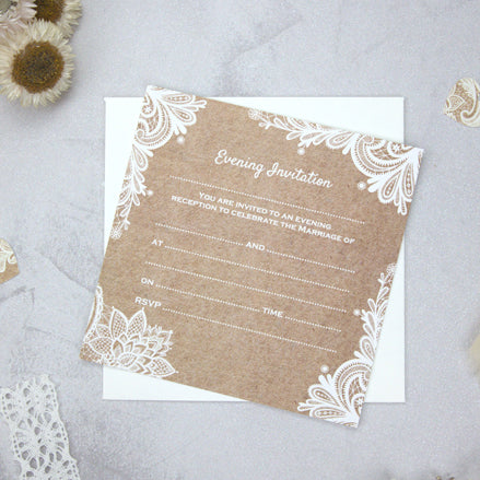 Ready to Write Evening Postcard Invitations - Rustic Lace Pattern