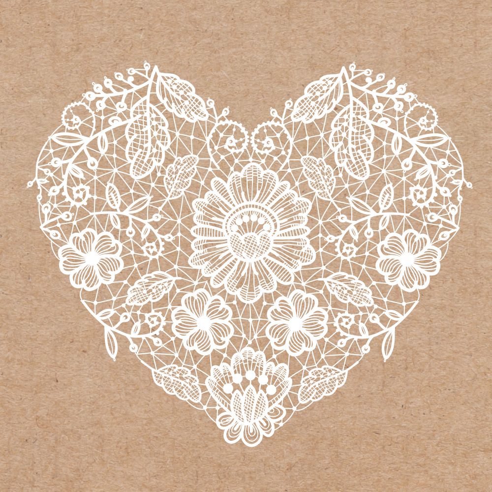 Rustic Lace Heart - Thank You Card