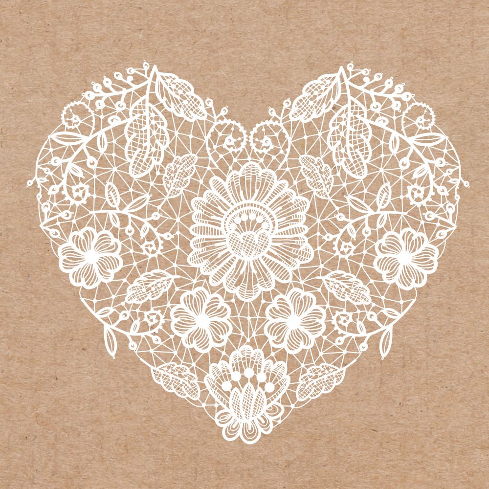 Rustic Lace Heart - Place Card