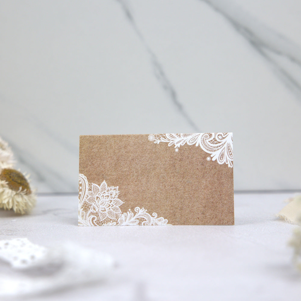 Rustic Lace Pattern - Ready to Write Wedding Place Cards