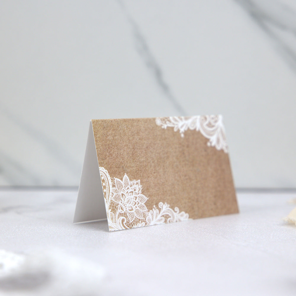 Rustic Lace Pattern - Ready to Write Wedding Place Cards