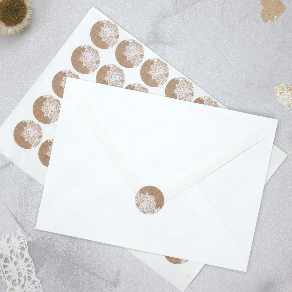 Rustic Wedding Lace Envelope Seal - Pack of 70