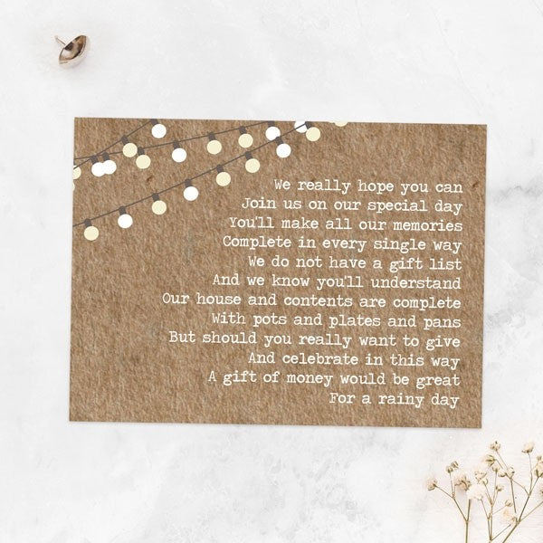 Rustic Mason Jar Flowers - Gift Poem Cards