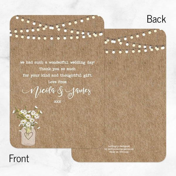 Rustic Mason Jar Flowers - Wedding Thank You Cards