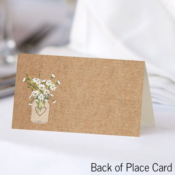 Rustic Mason Jar Flowers - Ready to Write Wedding Place Cards