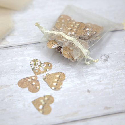 Rustic Mason Jar Flowers - Heart Table Confetti