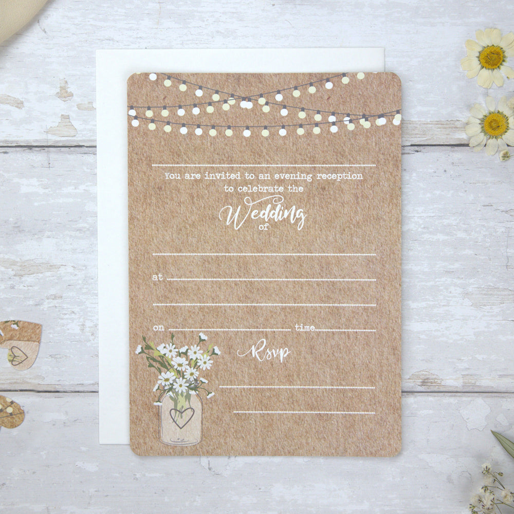 Rustic Mason Jar Flowers - Ready to Write Evening Invitations