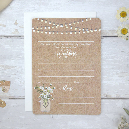 Rustic Mason Jar Flowers - Ready to Write Evening Invitations