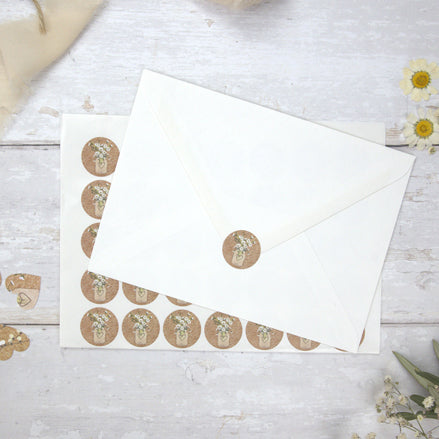 Rustic Mason Jar Flowers - Wedding Envelope Seals