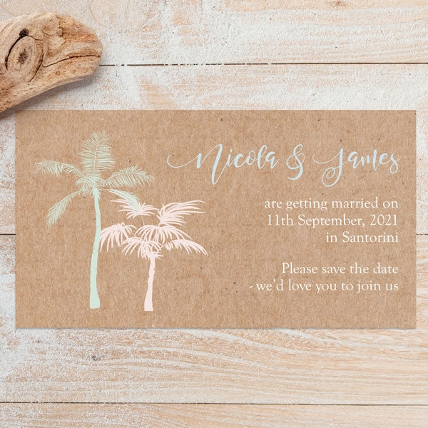 Rustic Palm Trees Save the Date Magnets
