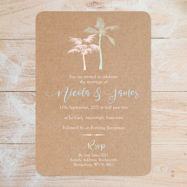 Rustic Palm Trees - Boutique Wedding Invitation & RSVP