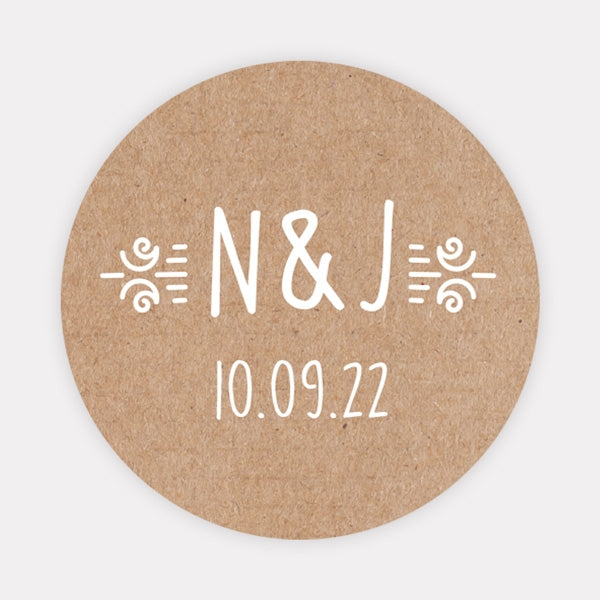 Rustic Wedding Charm Wedding Stickers - Pack of 35