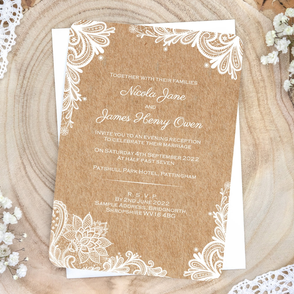 Rustic Wedding Lace - Boutique Evening Invitation