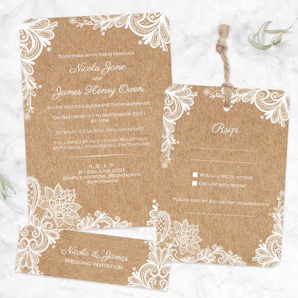 Rustic Wedding Lace - Boutique Wedding Invitation & RSVP