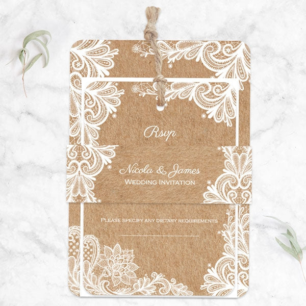 Rustic Wedding Lace - Boutique Wedding Invitation & RSVP