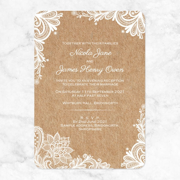 Rustic Wedding Lace - Boutique Evening Invitation