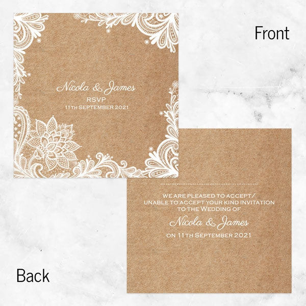 Rustic Wedding Lace RSVP Cards