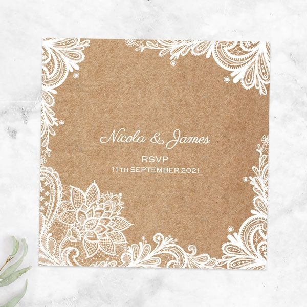 Rustic Wedding Lace RSVP Cards