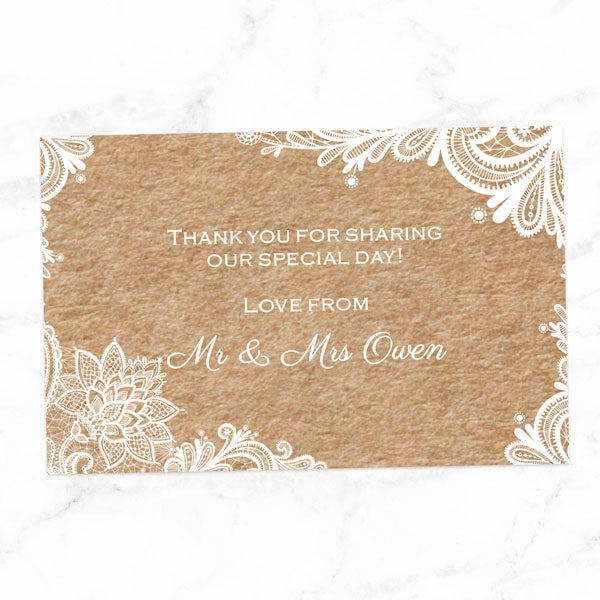 Rustic Wedding Lace - Favour Tag