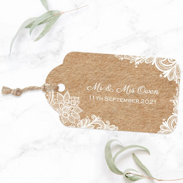 Rustic Wedding Lace - Favour Tag