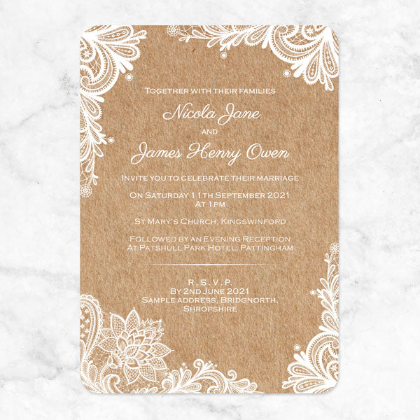 Rustic Wedding Lace - Boutique Wedding Invitation & RSVP