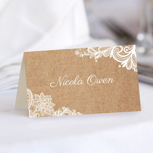 Rustic Wedding Lace Place Card