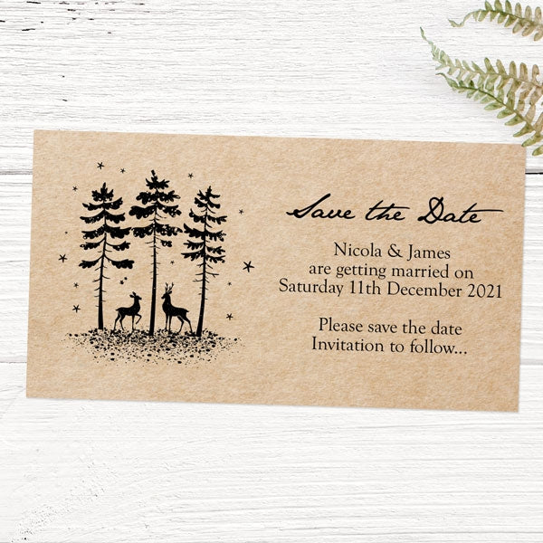 Rustic Winter Woodland Save the Date Magnets
