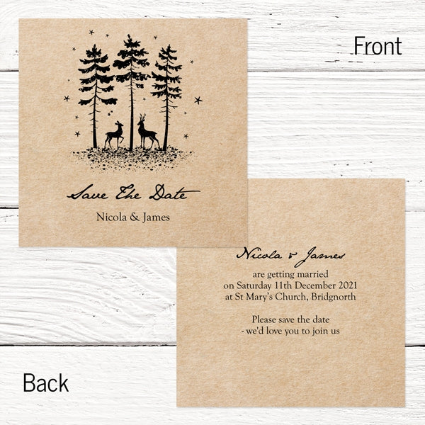 Rustic Winter Woodland Save the Date Cards