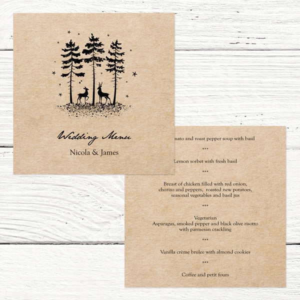 Rustic Winter Woodland Wedding Menu