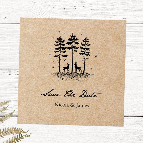 Rustic Winter Woodland Save the Date Cards