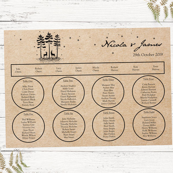 Rustic Winter Woodland Table Plan