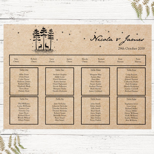 Rustic Winter Woodland Table Plan