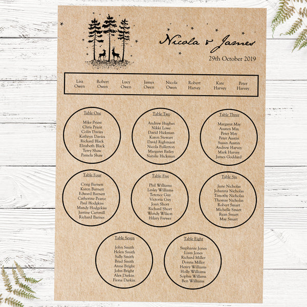 Rustic Winter Woodland Table Plan