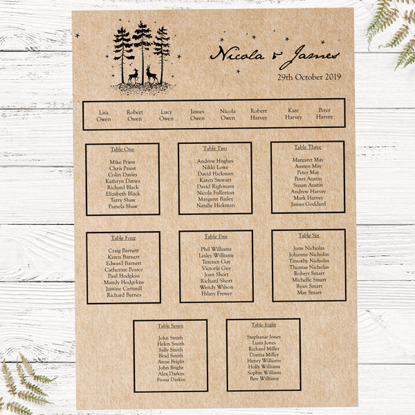 Rustic Winter Woodland Table Plan